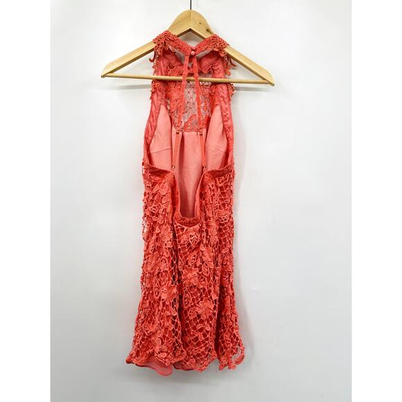 Free people Pink Embroidered Lace Backless Mini Dress party collection - Picture 3 of 6